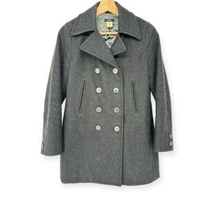J. Crew Women’s Gray Wool Blend Double Breasted Pea Coat Jacket Size PXS Classic